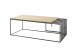 Couchtisch >JUBA< in Eiche, Massivholz / Metall / Klarglas - 120x40x60cm (BxHxT)