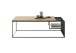 Couchtisch >JUBA< in Eiche, Massivholz / Metall / Klarglas - 120x40x60cm (BxHxT)
