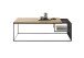 Couchtisch >JUBA< in Eiche, Massivholz / Metall / Klarglas - 120x40x60cm (BxHxT)