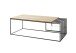 Couchtisch >JUBA< in Eiche, Massivholz / Metall / Klarglas - 120x40x60cm (BxHxT)