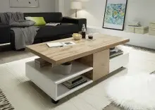 Couchtisch >RENNES< mit Fach+Schub, MDF weiss /...