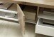 Couchtisch >RENNES< mit Fach+Schub, MDF weiss / Dekor Eiche - 120x40x60 (BxHxT)