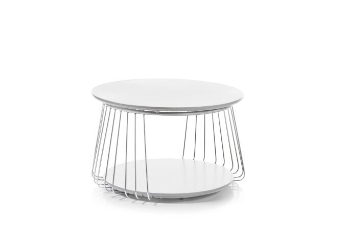 Couchtisch >VILNIUS< in weiss, MDF / Metall - 42x70cm (HxD)