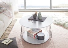 Couchtisch >VILNIUS< in weiss, MDF / Metall -...