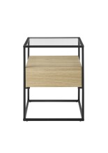 Beistelltisch >EVORA< 1 Schublade, Eiche Dekor, Holzwerkstoff / Metall - 43x54x43 (BxHxT)