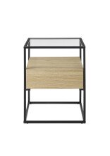 Beistelltisch >EVORA< 1 Schublade, Eiche Dekor, Holzwerkstoff / Metall - 43x54x43 (BxHxT)