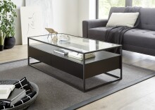 Couchtisch >EVORA< 2 Schübe, Ablage, Glas /...