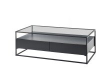 Couchtisch >EVORA< 2 Schübe, Ablage, Glas /...