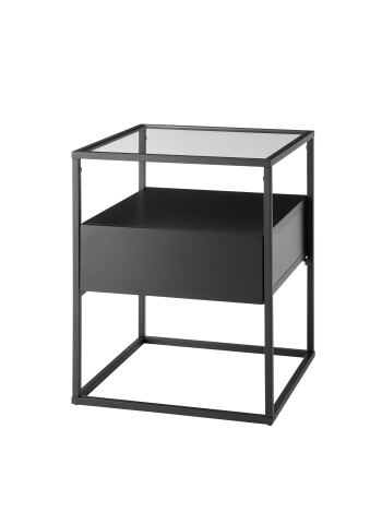 Beistelltisch >EVORA< in schwarz, Holzwerkstoff / Metall - 43x54x43cm (BxHxT)