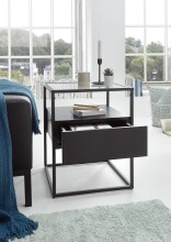 Beistelltisch >EVORA< in schwarz, Holzwerkstoff / Metall - 43x54x43cm (BxHxT)