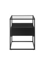 Beistelltisch >EVORA< in schwarz, Holzwerkstoff / Metall - 43x54x43cm (BxHxT)