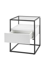 Beistelltisch >EVORA< Schublade, weiss, Holzwerkstoff / Metall - 43x54x43cm (BxHxT)