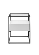 Beistelltisch >EVORA< Schublade, weiss, Holzwerkstoff / Metall - 43x54x43cm (BxHxT)
