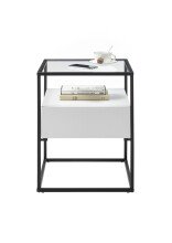 Beistelltisch >EVORA< Schublade, weiss, Holzwerkstoff / Metall - 43x54x43cm (BxHxT)