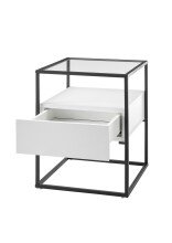 Beistelltisch >EVORA< Schublade, weiss, Holzwerkstoff / Metall - 43x54x43cm (BxHxT)