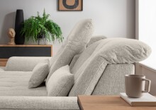Polstergarnitur >Riordan< Schlaffunktion, Stauraum, Webstoff Corto beige - 314x104x184 (BxHxT)