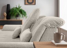 Polstergarnitur >Riordan< Schlaffunktion, Stauraum, Webstoff Corto beige - 314x104x184 (BxHxT)