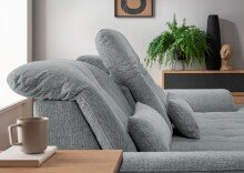 Polstergarnitur >Riordan< Schlaffunktion, Stauraum, Webstoff Corto silber - 314x104x184 (BxHxT)