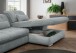 Polstergarnitur >Riordan< Schlaffunktion, Stauraum, Webstoff Corto silber - 314x104x184 (BxHxT)