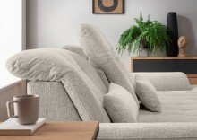 Polstergarnitur >Riordan< Schlaffunktion, Stauraum, Webstoff Corto beige - 314x104x184 (BxHxT)