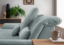 Polstergarnitur >Riordan< Schlaffunktion, Stauraum, Webstoff Corto mint - 314x104x184 (BxHxT)