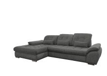 Polstergarnitur >Riordan< Schlaffunktion, Stauraum, Webstoff grau/braun - 314x104x184 (BxHxT)