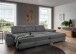 Polstergarnitur >Riordan< Schlaffunktion, Stauraum, Webstoff grau/braun - 314x104x184 (BxHxT)