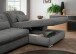 Polstergarnitur >Riordan< Schlaffunktion, Stauraum, Webstoff grau/braun - 314x104x184 (BxHxT)