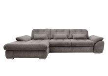 Polstergarnitur >Riordan< Schlaffunktion, Stauraum, Webstoff grau/braun - 314x104x184 (BxHxT)