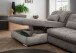 Polstergarnitur >Riordan< Schlaffunktion, Stauraum, Webstoff grau/braun - 314x104x184 (BxHxT)