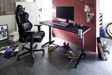 Gamingtisch >DX-RACER< in schwarz, Holzwerkstoff/ Metall - 140x75x66cm (BxHxT)