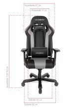 Gaming-Stuhl >DX-RACER< in schwarz / grau - 70x133x70cm (BxHxT)