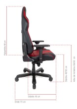 Gaming-Stuhl >DX-RACER< in schwarz/ rot - 70x133x70cm (BxHxT)
