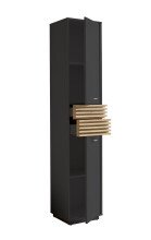 Hochschrank >Liguria< 1 Tür, 2 Schübe, anthrazit / evoke eiche Dekor - 38x191x35cm (BxHxT)