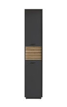Hochschrank >Liguria< 1 Tür, 2 Schübe, anthrazit / evoke eiche Dekor - 38x191x35cm (BxHxT)