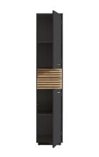 Hochschrank >Liguria< 1 Tür, 2 Schübe, anthrazit / evoke eiche Dekor - 38x191x35cm (BxHxT)