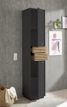Hochschrank >Liguria< 1 Tür, 2 Schübe, anthrazit / evoke eiche Dekor - 38x191x35cm (BxHxT)