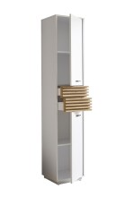 Hochschrank >Liguria< 2 Türen, 2 Schübe, weiß / evoke eiche Dekor - 38x191x35cm (BxHxT)