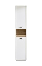 Hochschrank >Liguria< 2 Türen, 2 Schübe, weiß / evoke eiche Dekor - 38x191x35cm (BxHxT)