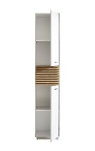 Hochschrank >Liguria< 2 Türen, 2 Schübe, weiß / evoke eiche Dekor - 38x191x35cm (BxHxT)