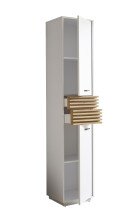 Hochschrank >Liguria< 2 Türen, 2 Schübe, weiß / evoke eiche Dekor - 38x191x35cm (BxHxT)