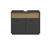 Waschbeckenunterschrank >Liguria< Anthrazit / Evoke Eiche Dekor - 80x64x40 (BxHxT)