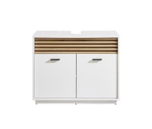 Waschbeckenunterschrank >Liguria< in Weiß / Evoke Eiche Dekor - 80x64x40 (BxHxT)