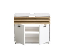 Waschbeckenunterschrank >Liguria< in Weiß / Evoke Eiche Dekor - 80x64x40 (BxHxT)