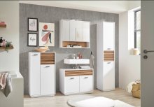 Waschbeckenunterschrank >Liguria< in Weiß / Evoke Eiche Dekor - 80x64x40 (BxHxT)