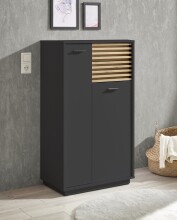 Badkommode >Liguria< in Anthrazit / Evoke Eiche Dekor - 60x106x35cm (BxHxT)