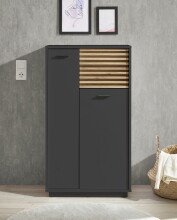 Badkommode >Liguria< in Anthrazit / Evoke Eiche Dekor - 60x106x35cm (BxHxT)