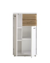 Badkommode >Liguria< in Weiß / Evoke Eiche Dekor - 60x106x35cm (BxHxT)