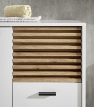Badkommode >Liguria< in Weiß / Evoke Eiche Dekor - 60x106x35cm (BxHxT)