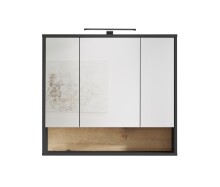 Badezimmerspiegelschrank >Liguria< in Anthrazit / Evoke Eiche - 80x72x21 (BxHxT)